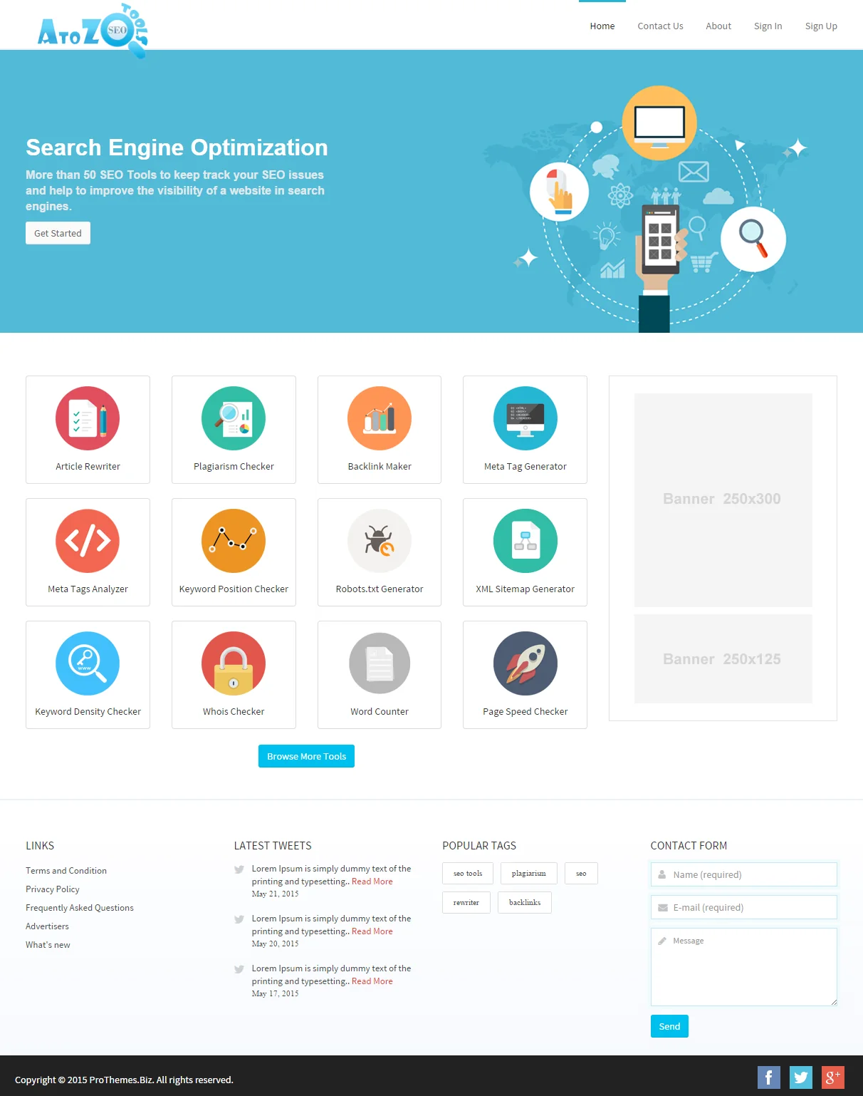 AtoZ SEO Tools front end screenshot