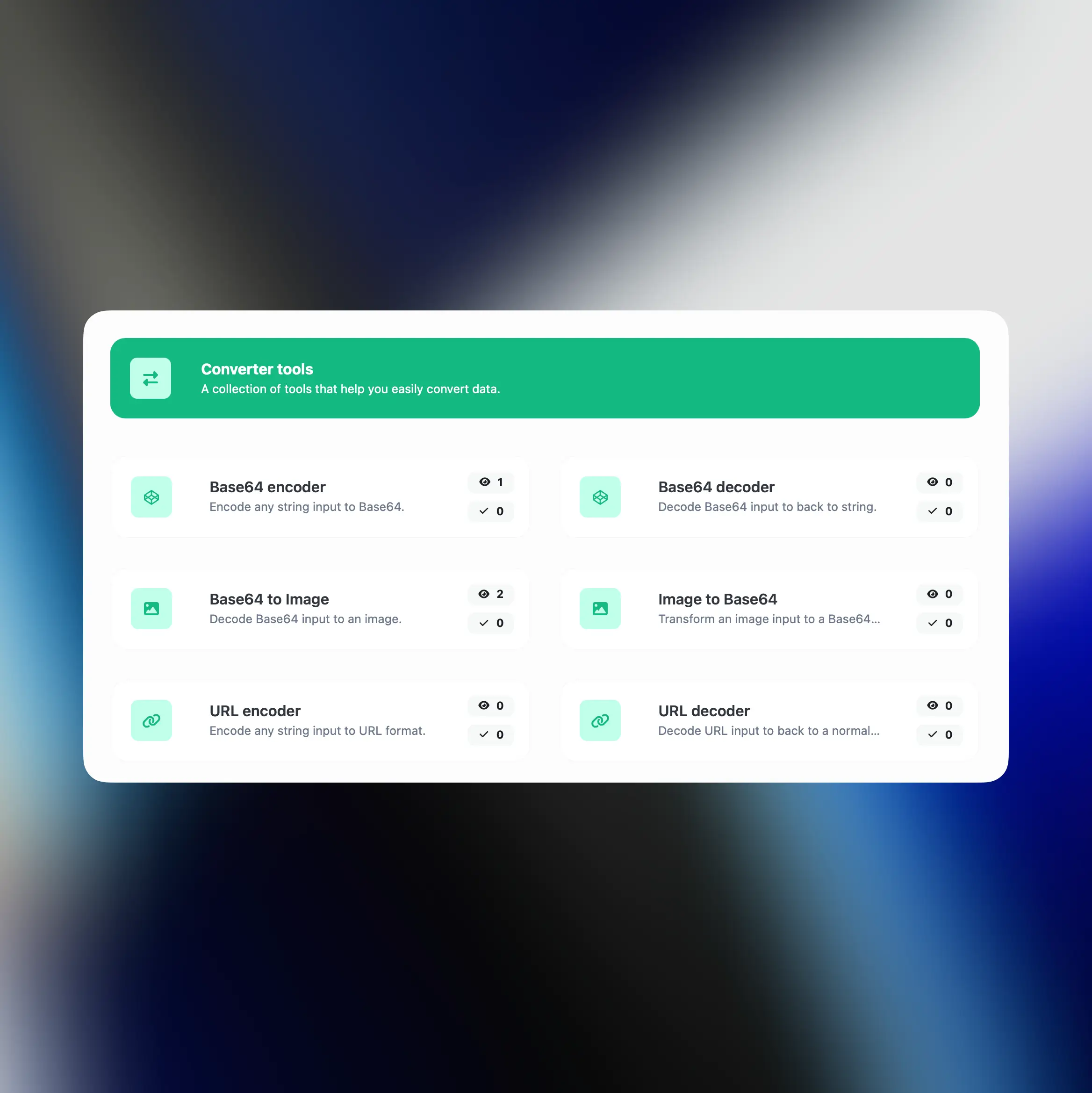 66toolkit page showing tool widget themes